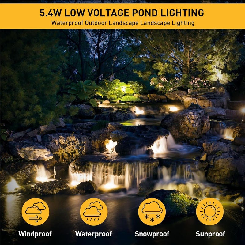 Malibu C MALIBU Landscape Lighting 5.4W LED Pond Light 12V AC Low Voltage Submersible Lights Underwater 2900K Warm White Waterproof Underwater Lighting for Outdoor Ponds Fountains Waterfalls 1Pack - Image 3